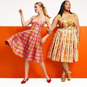 Isaac Mizrahi Plaid Sleeveless V-Neck Silk Dress